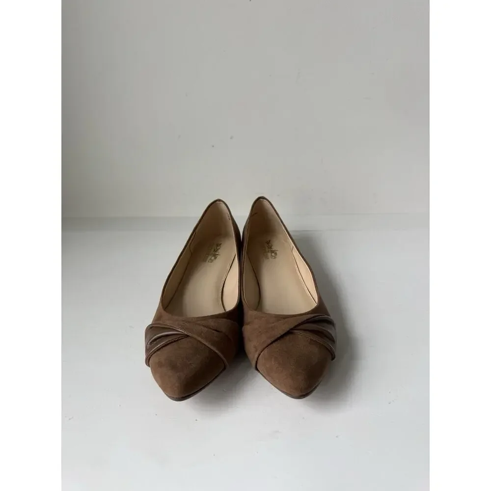 Coach & Four Ballet Flats Womens 8 Beige Bow Pointed Toe Slip On Casual Comfort